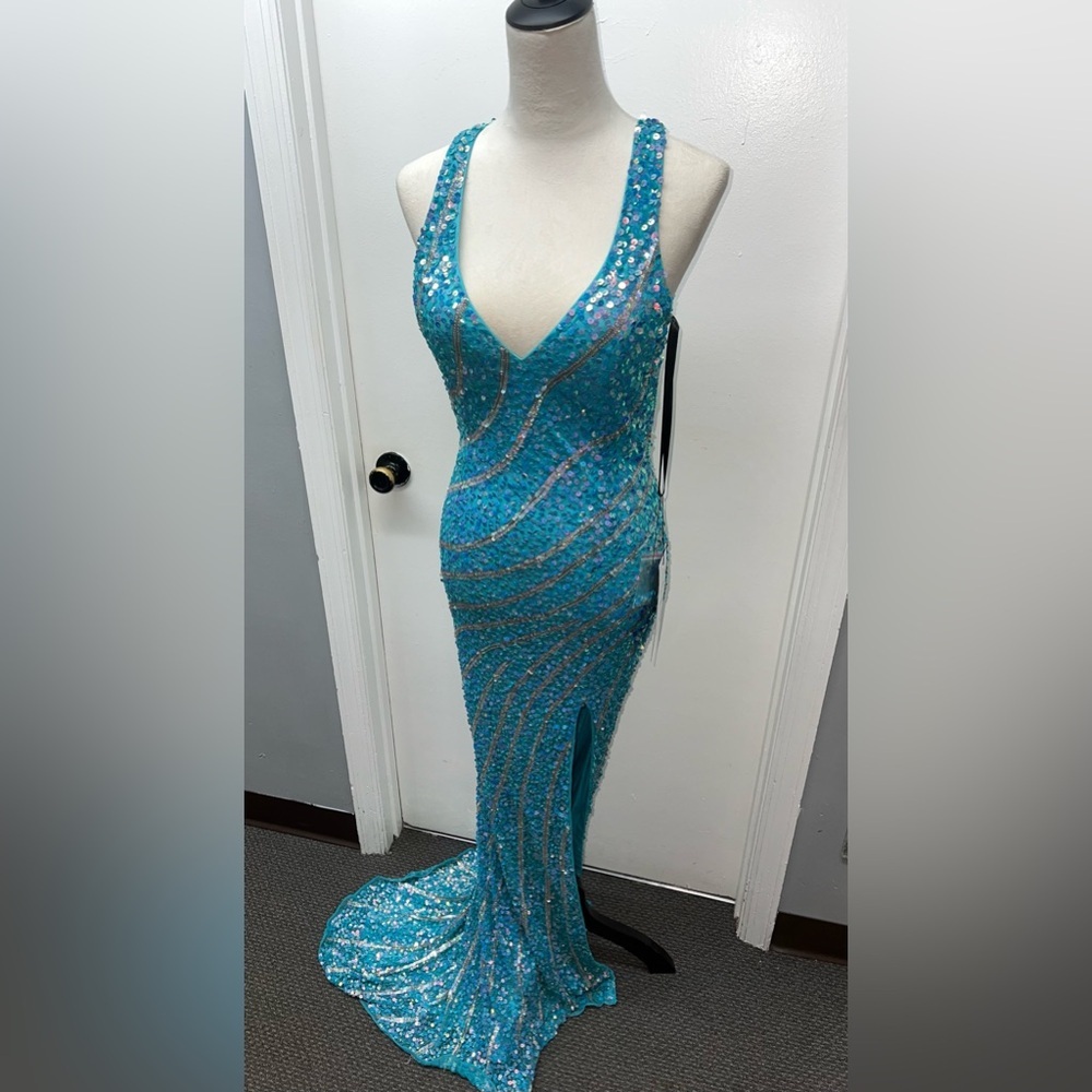 Elegant Sequin Blue Dress